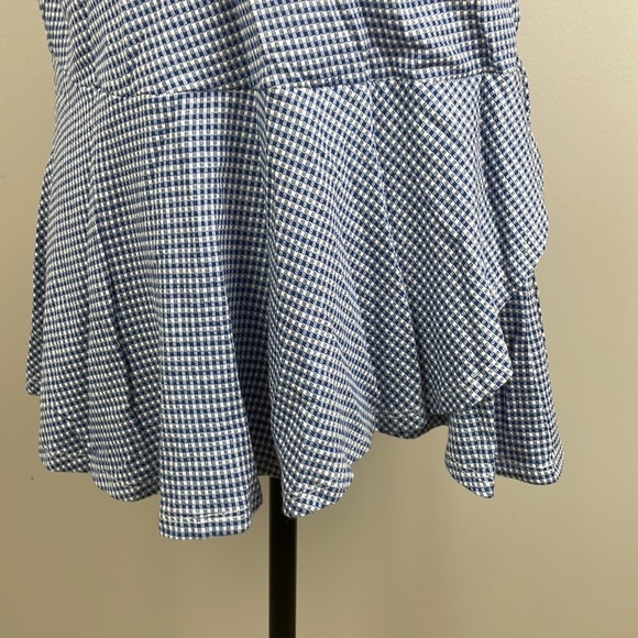 NWT Delancey studio Wrap Blouse Shirt SZ 1X Checkered Blue/White Stretch Comfy - Picture 3 of 11